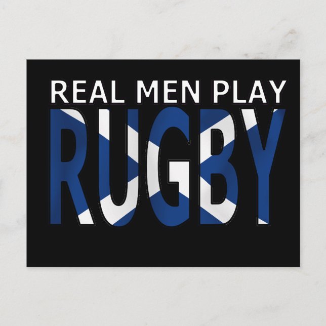 Postal Hombres de verdad juegan al rugby en Escocia (Anverso)
