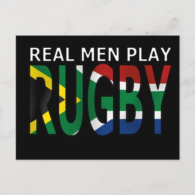 Postal Hombres de verdad juegan al rugby Sudáfrica (Anverso)
