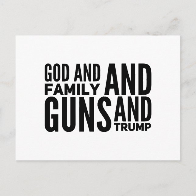 Postal Hombres, Dios Y Familia, Pistolas Y Trump Por Patr (Anverso)