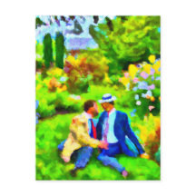 Hombres enamorados en el jardín