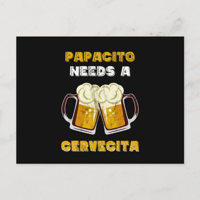 Postal Hombres Español Latino Cerveza Cerveza Papacito Fu (Anverso)