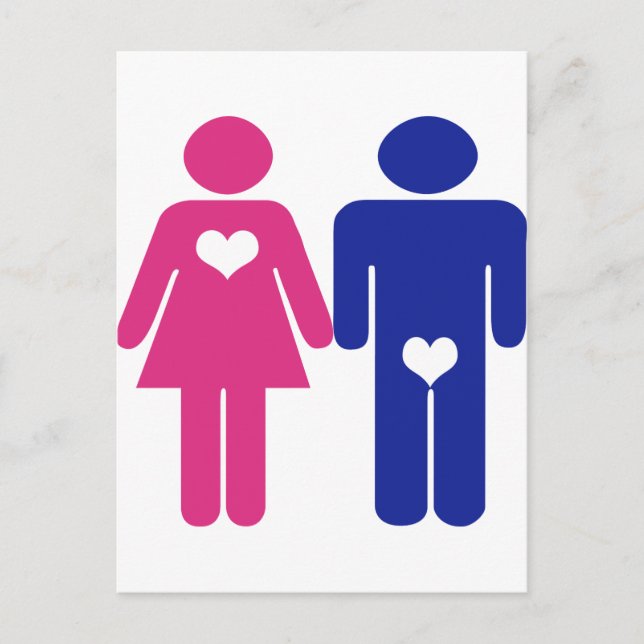 Postal Hombres frente a mujeres (Anverso)