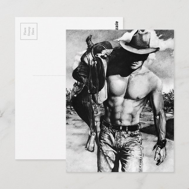Postal Hombres Guay Moderno Arte de Cowboy Masculino Occi (Anverso / Reverso)