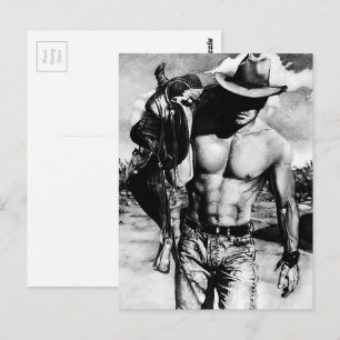 Postal Hombres Guay Moderno Arte de Cowboy Masculino Occi