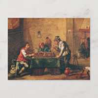 Hombres jugando chaquete en una taberna