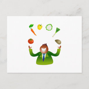 Postal Hombres Jugando Vegetales