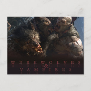 Postal Hombres lobo y vampiros: la batalla