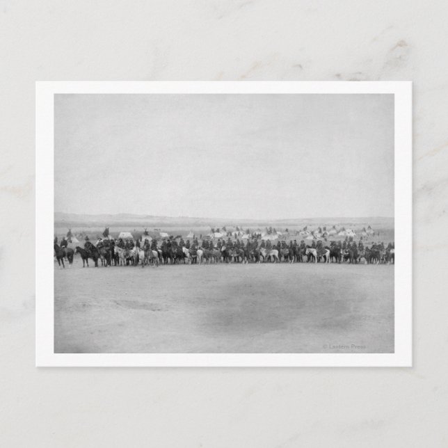 Postal Hombres militares con 70 lakota indios scouts (Anverso)