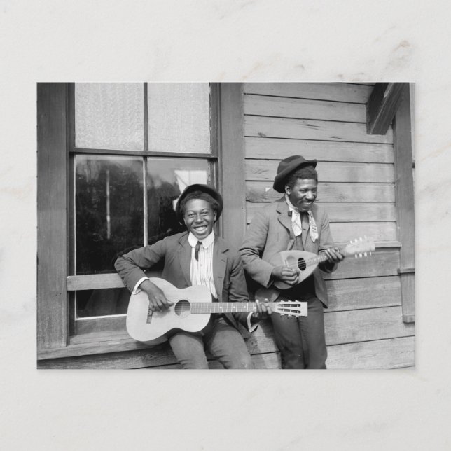 Postal Hombres negros tocando guitarra, 1902 (Anverso)