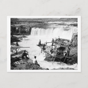 Postal Hombres pescando en las cataratas de Celilo Fotogr