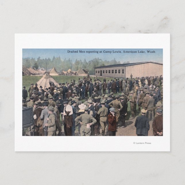 Postal Hombres reclutados informando al campamento Lewis (Anverso)