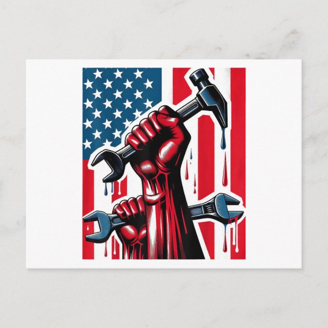 Postal Hombres Y Jóvenes Feliz Día Del Trabajo (Anverso)