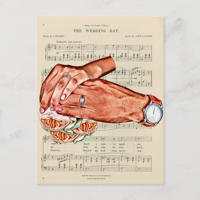 Postal hombres y mujeres novios parejas arte (Anverso)