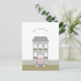 Postal Home Sweet Home Quote House Illustration Card