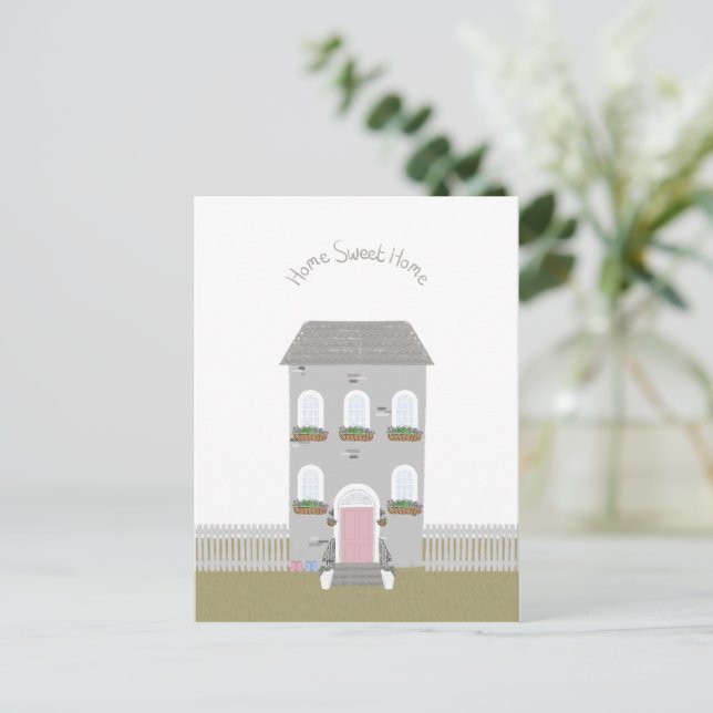 Postal Home Sweet Home Quote House Illustration Card (Anverso de pie)