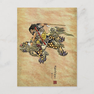 Postal Homenaje a Hokusai - León Shoki Riding Shishi