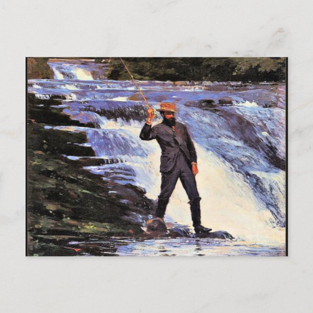 Postal Homer - El angler, pintura acuarela de arte fino (Anverso)