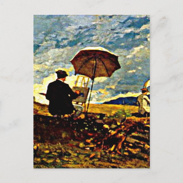 Postal Homero: Artistas bosquejando en las montañas blanc (Anverso)