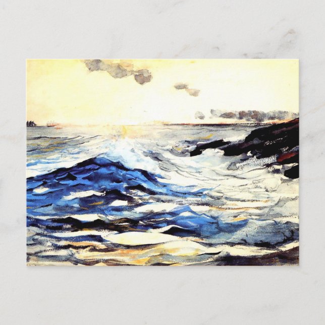 Postal Homero - Atardecer, Cuello de Prout, pintura artís (Anverso)