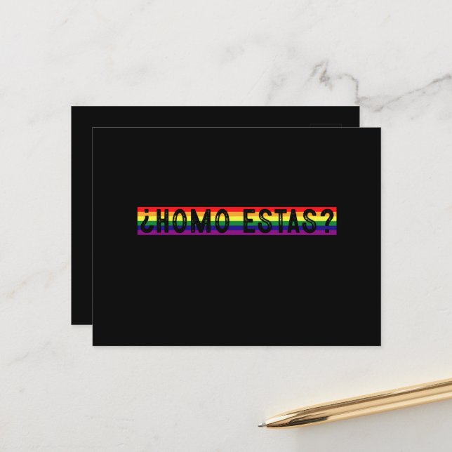 Postal Homo estás, mes del orgullo gay mexicano español (Anverso/Reverso In Situ)