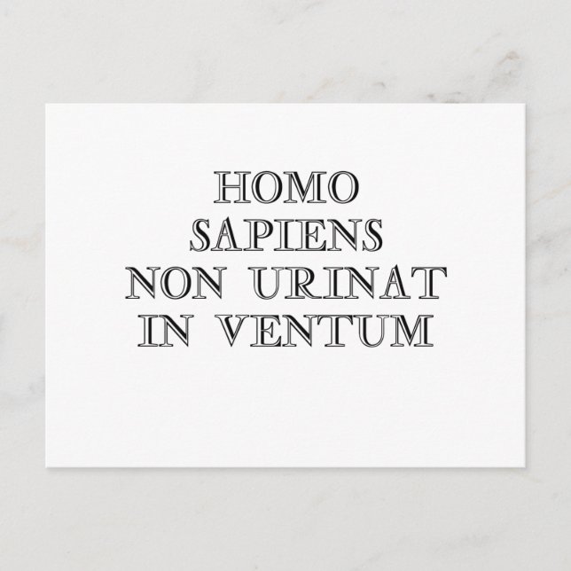 Postal Homo Sapiens Non Urinat en Ventum (Anverso)