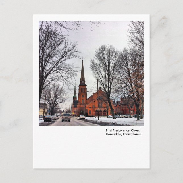 Postal Honesdale, PA Post-Card-First Iglesia Presbiterian (Anverso)