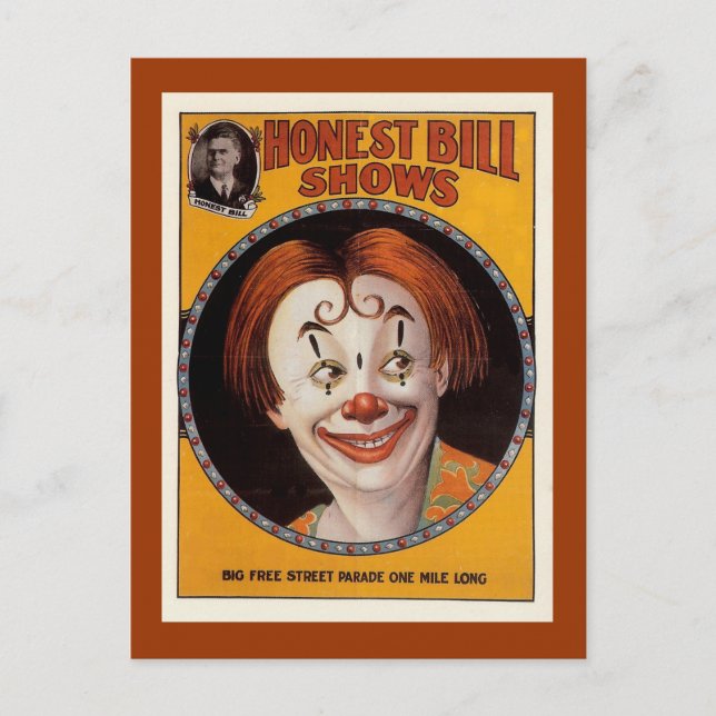 Postal Honesto Bill Vintage Circus (Anverso)