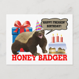 Postal Honey Badger Feliz cumpleaños Freakin