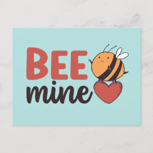 Postal Honey Bee Mine Cute Pun Funny El día de San Valent