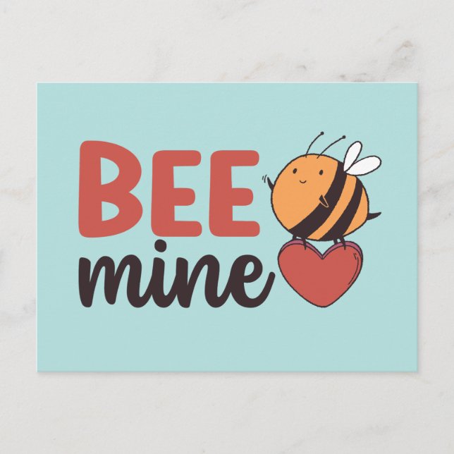 Postal Honey Bee Mine Cute Pun Funny El día de San Valent (Anverso)