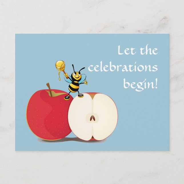 Postal Honeybee Apple Rosh HaShana (Anverso)