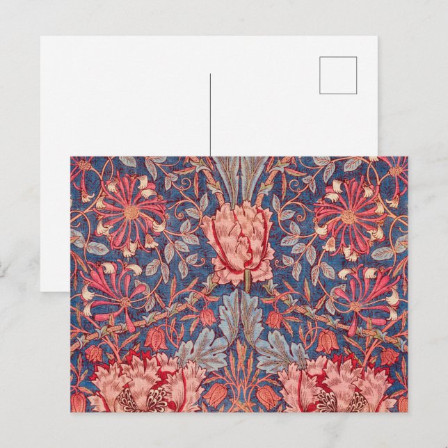 Postal Honeysuckle, fondo de pantalla de William Morris (Anverso / Reverso)