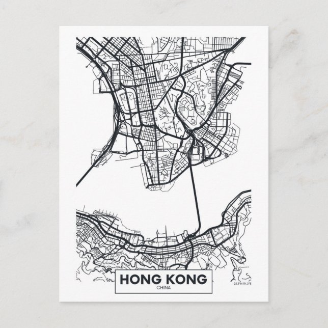 Postal Hong Kong, China | Mapa de ciudades blancas y negr (Anverso)