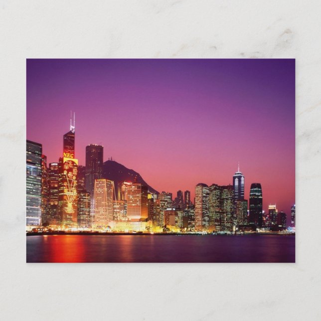 Postal Hong Kong de noche (Anverso)