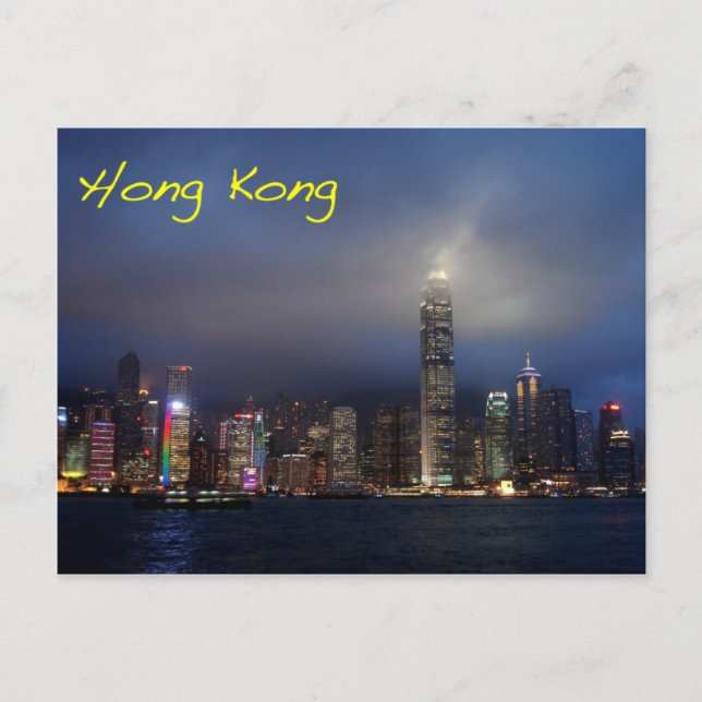 Postal Hong Kong de noche (Anverso)