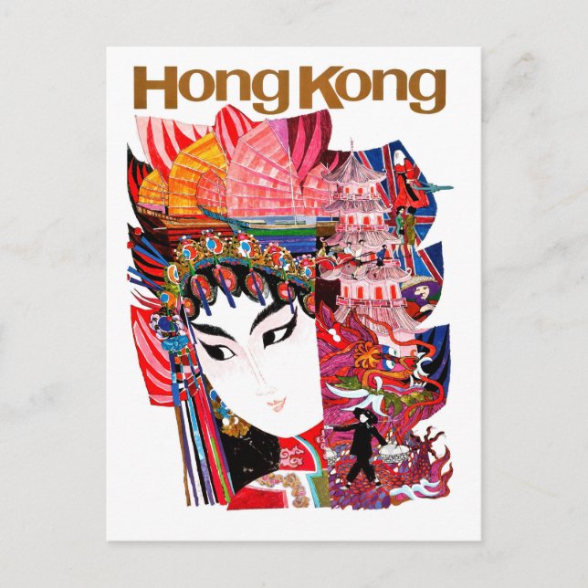 Postal Hong Kong, Oriente, atracciones turísticas, Geisha (Anverso)