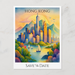 Postal Hong Kong personalizado Guardar la fecha