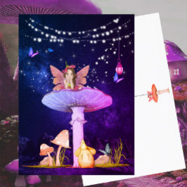 Postal Hongo Fantasía Hada Mágica Púrpura