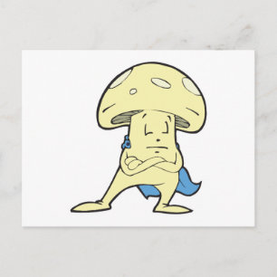 Postal hongo superhéroe tonto personaje de dibujos animad