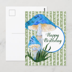 Postal Hongos azules en el cumpleaños de Aspen