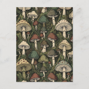 Postal Hongos del Bosque Vintage Cottagecore Malhumorado