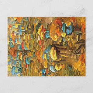 Postal Hongos en el bosque primaveral