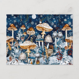 Postal Hongos fantasmas agrupados en escena nocturna