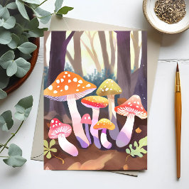 Postal Hongos Lindos | Bosque Acuarela