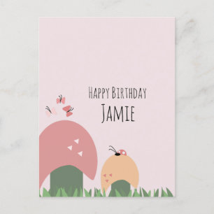 Postal Hongos, Mariposas y Mariquitas Feliz Cumpleaños
