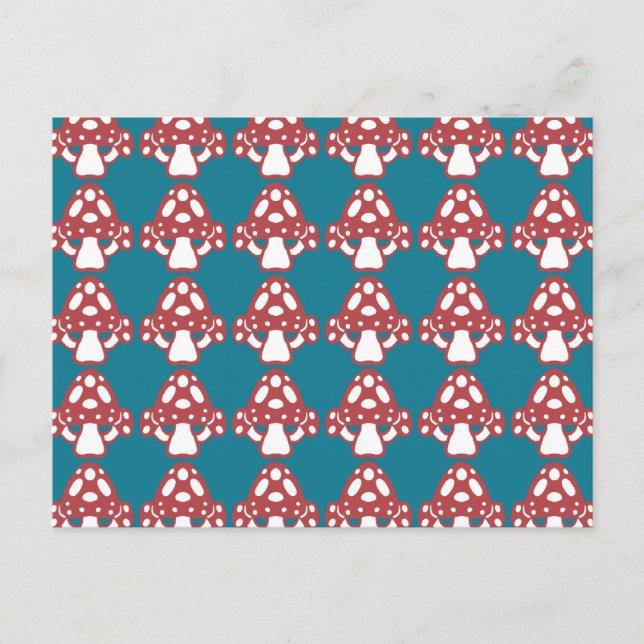 Postal Hongos Toadstool - Puntos blancos manchas azul roj (Anverso)