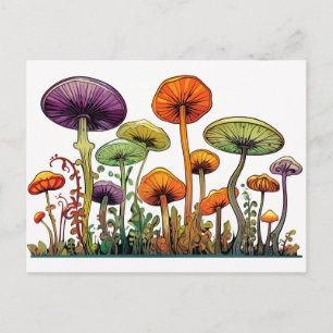 Postal Hongos verde naranja