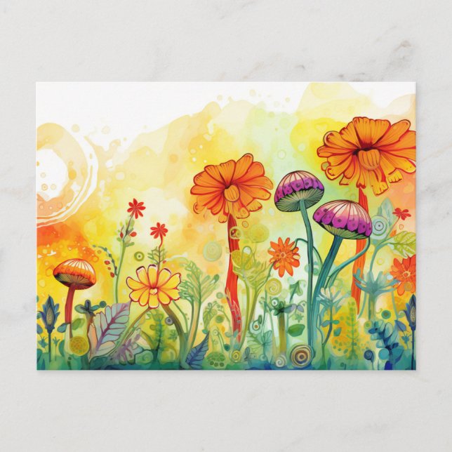 Postal Hongos y flores (Anverso)