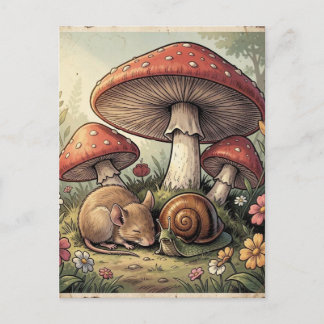 Postal Hongos y Vida Silvestre de Cottage Vintage Core