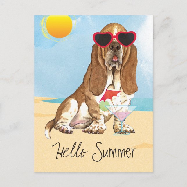Postal Hongro basset de verano (Anverso)